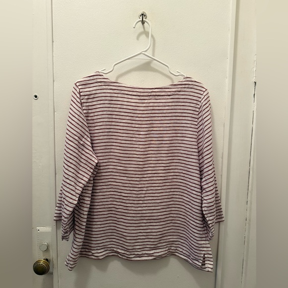 Artisan NY ❤️ Red & White Stripe Linen Long Sleeve // Large - Picture 3 of 3